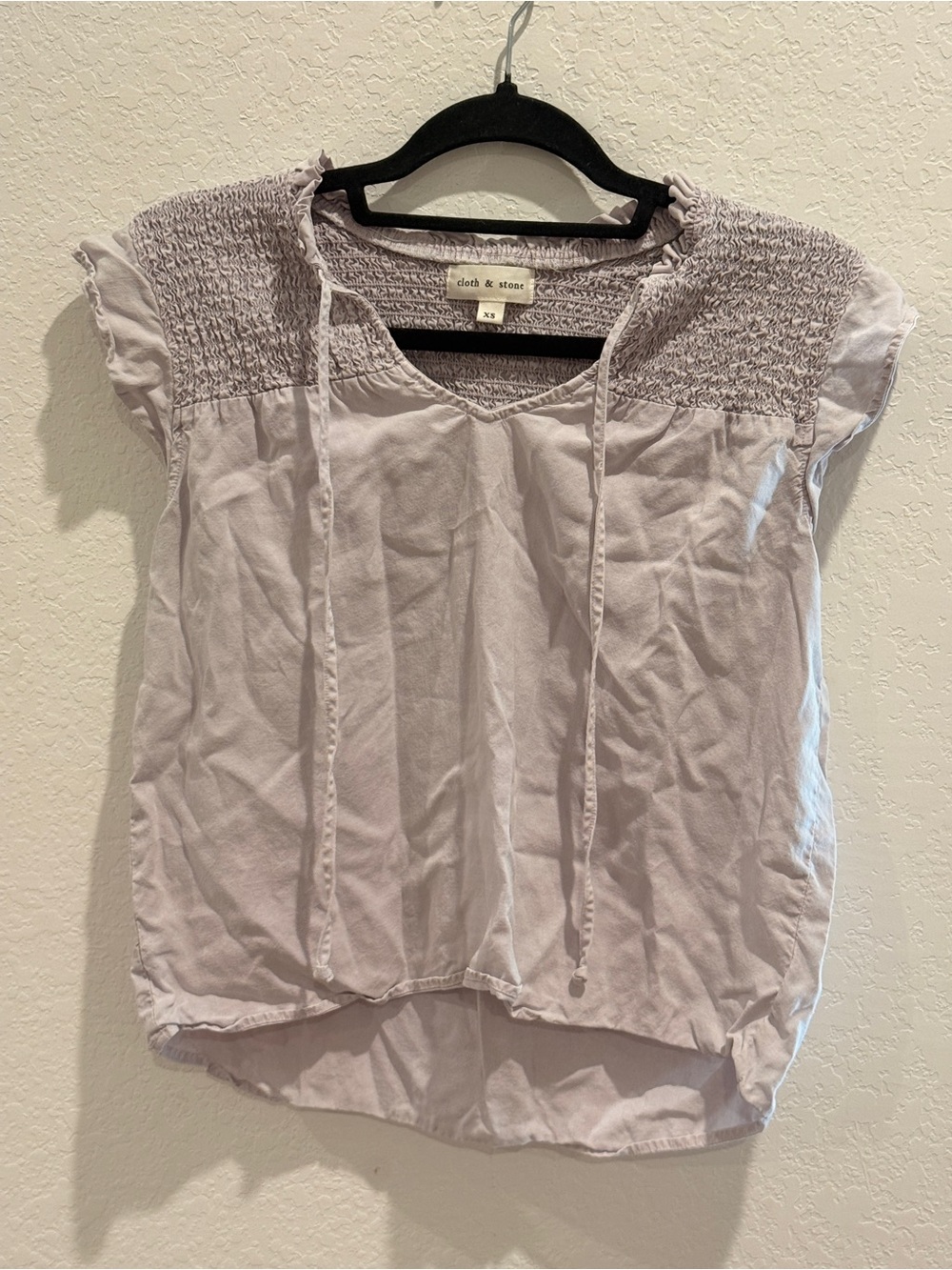cloth & stone Soft Lavender Smocked Cap Sleeve Top